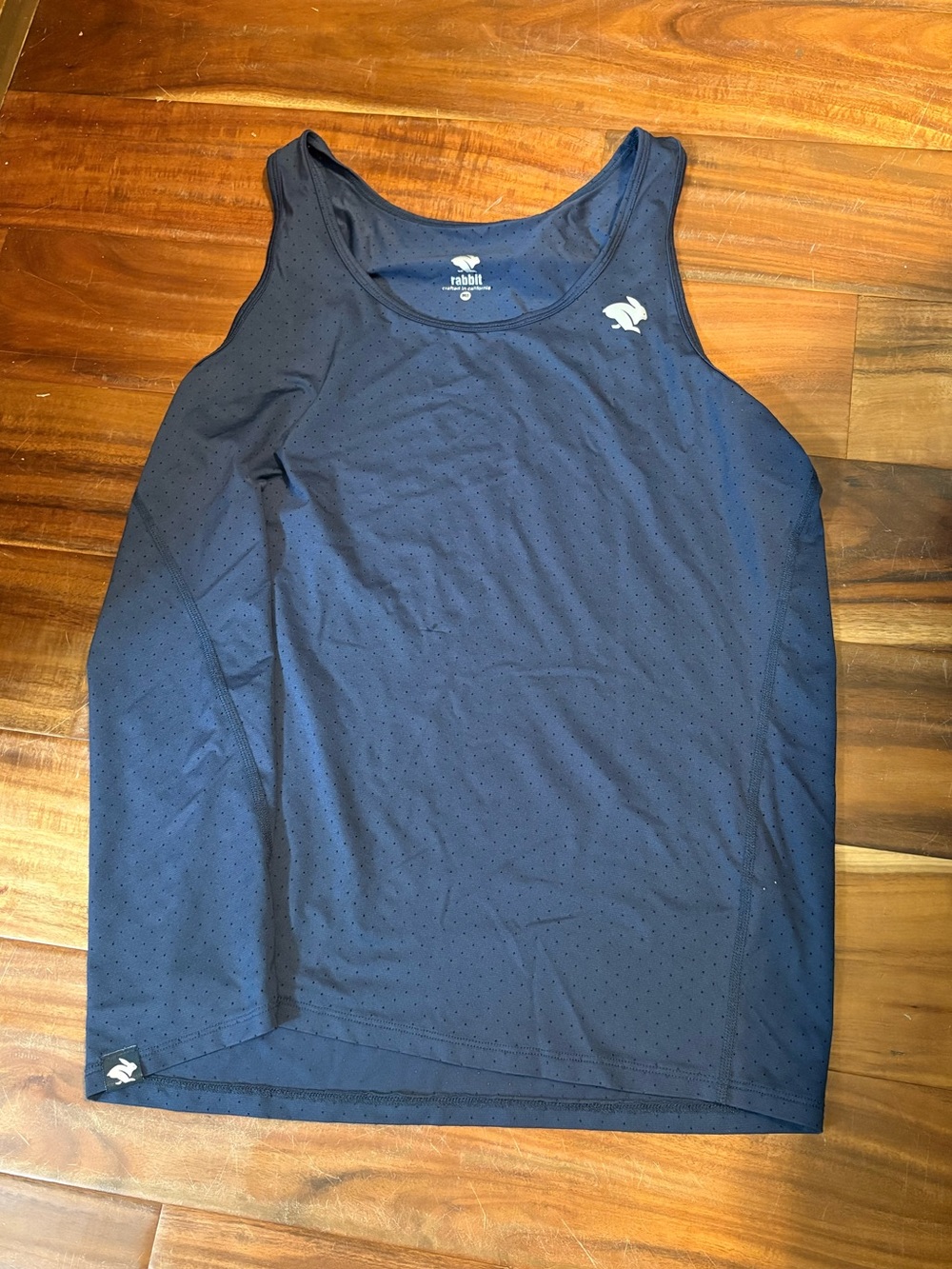 Rabbit Running Tank Top Women’s M Navy Blue Perforated Athletic Workout (0406)